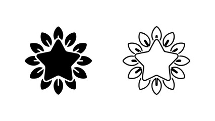 Floral starburst with outline version with transparent background