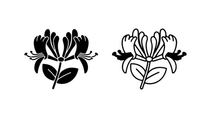 Honeysuckle flowers outline with transparent background