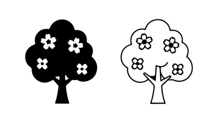Blooming tree icon with transparent background