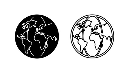 Globe icons with outline style