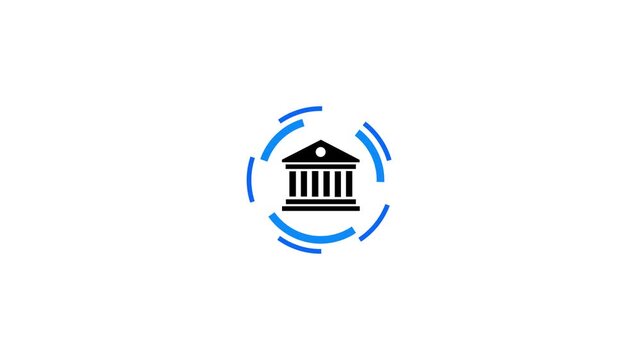  Bank Building Icon Isolated. Bank building icon animation.

