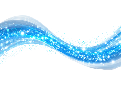 Glittering, flowing blue waves with sparkle accents overlay