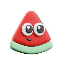 Cute Cartoon Style Watermelon Slice with Googly Eyes Character Illustration
