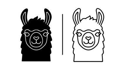 Llama head outline with transparent background