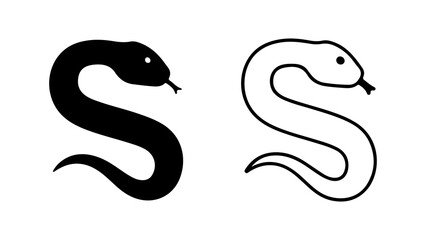Snake outline and silhouette with transparent background