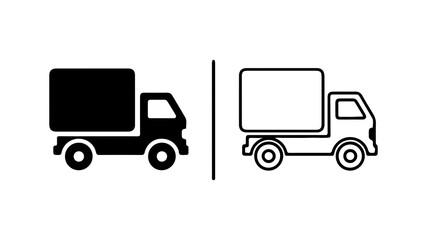 Delivery trucks outline and solid with transparent background