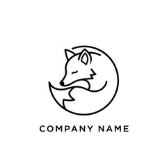 Minimalist Fox Logo Design - Curled Up Fox in Circular Outline.