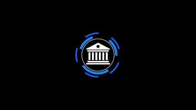 Bank Building Icon Isolated. Bank building icon animation.
