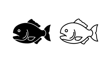 Fish icon set with transparent background