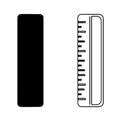 Ruler and black rectangle with transparent background