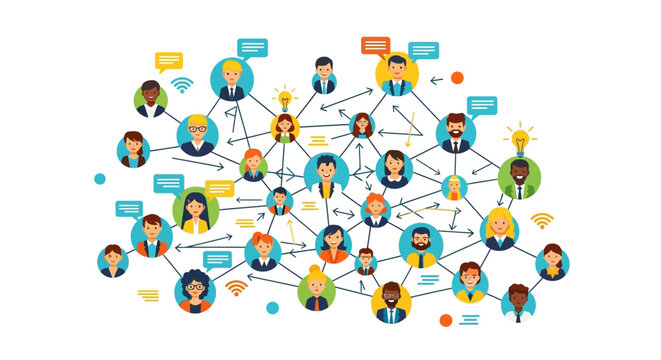 Network of Connected People - A Visual Representation of Social Connections.