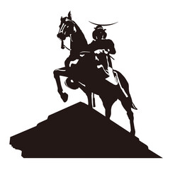 伊達政宗公　銅像シルエット　Date Masamune bronze statue