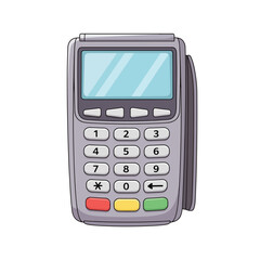 Obraz premium Modern cartoon POS terminal for fast payments in retail or restaurant industry, perfect for mobile transactions now