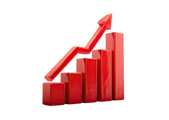 Red graph rising upwards, shiny, on black