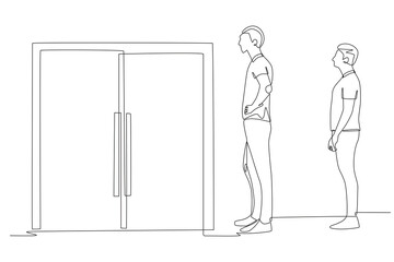 Lines outside of stores concept one-line drawing