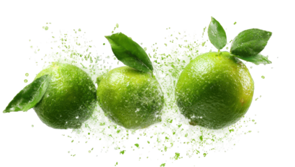 Fresh limes in a splash