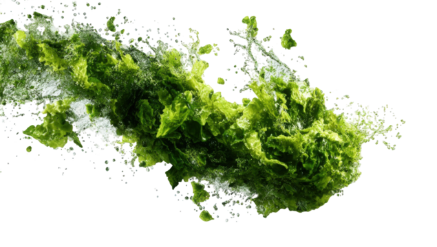 Abstract, swirling, green and white landscape