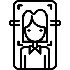 Outline Of A Woman's Face Within A Digital Frame And Corner Brackets For Facial Recognition Technology And Biometric Identification On A Transparent Background