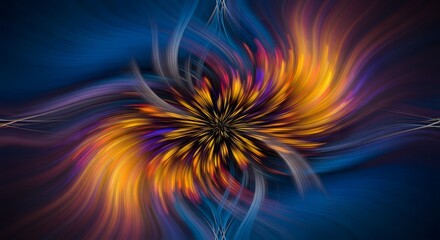 Vibrant abstract energy burst of swirling colors and light dynamics