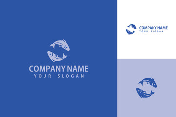 Elegant Fish Logo Design Featuring Two Fish in a Circular Formation.