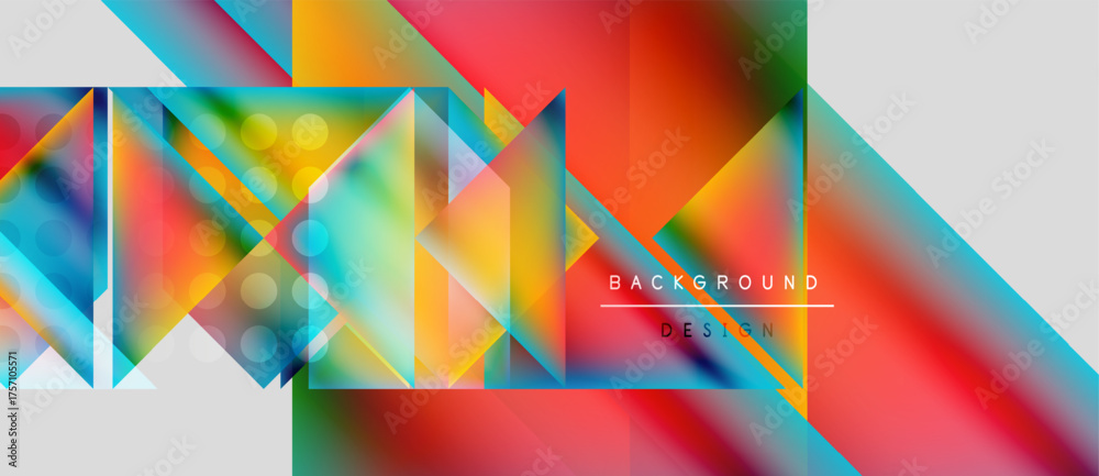 Poster abstract geometric shapes, vibrant colors, dynamic composition. modern design elements create energe