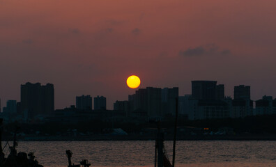 sunset over the city