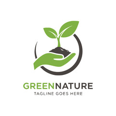 Nature logo design template, leaf vector logo