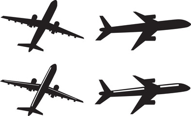 set of airplane silhouettes. simple flat airplane symbol for web, app, icon. vector design
