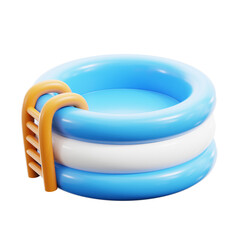 3D Rendering Inflatable Swimming Pool with Ladder Summer Relaxation Concept
