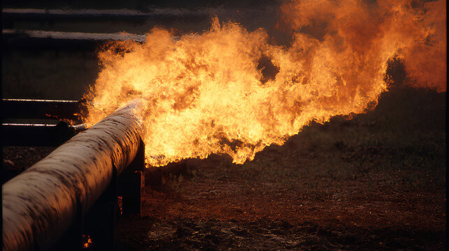 Gas leak. A spark and a fire, an explosion on a gas pipeline.	