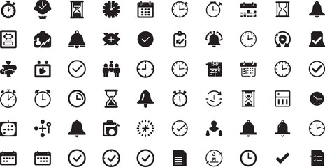 time management icons, clock symbol, schedule concept, alarm design, office productivity, deadline reminder, calendar icon, business meeting, work routine, office planner