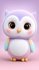 Adorable Fluffy Pastel Purple Owl 3D Render