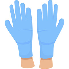 Pair of Light Blue Disposable Medical Gloves Seen From Above With Beige Skin Tone Cuffs Against a Transparent Background