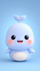 Adorable Light Blue Cartoon Whale Character 3D Render