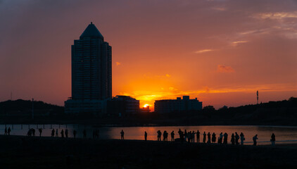 sunset in the city