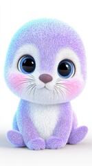 Adorable Purple and White Furry Seal Pup