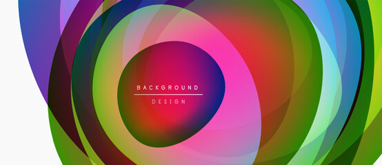 Abstract colorful layers create circular design. Vibrant hues blend, forming dynamic visual effect. Modern background suitable for various projects.