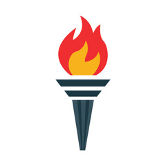 Abstract Vector Torch with Red and Yellow Flame — Symbol of Freedom and Enlightenment