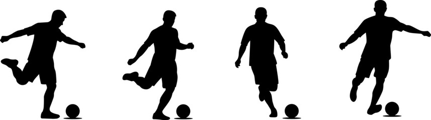 set of silhouettes of football