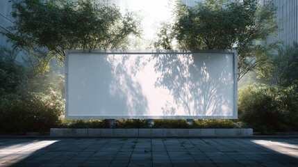 Outdoor Advertising Billboard in Urban Garden with Natural Light