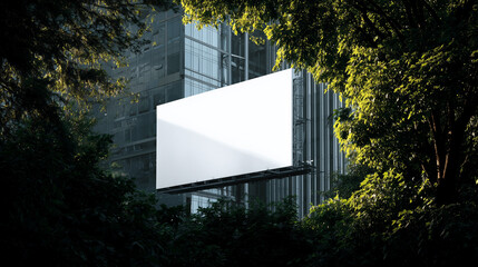 Large Outdoor Billboard Surrounded by Green Trees in Urban City