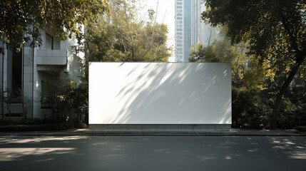 Large Outdoor Billboard on Urban Street Surrounded by Trees