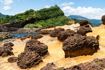 Beautiful view of the Yehliu Geopark. Yehliu is a cape located in Wanli, New Taipei City, Taiwan.