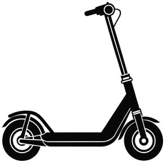 Minimal electric scooter silhouette vector, urban mobility, standing e-scooter, flat black design