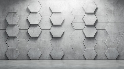 Modern Concrete Wall with Raised 3D Hexagonal Design