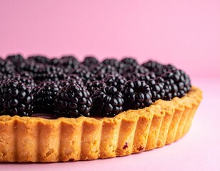 Blackberry tart on pink