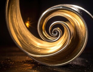 Metallic golden spiral, endlessly winding