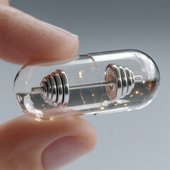 Futuristic Fitness Capsule Containing Mini Dumbbell Concept