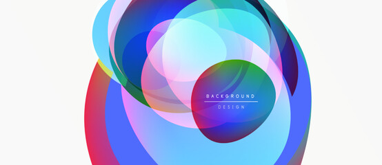 Obraz premium Abstract colorful layers create dynamic visual effect. Smooth gradients blend, forming circular shapes, modern design element.