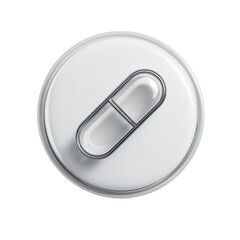 A transparent capsule rests on a white, circular platform, viewed from directly above.  The capsule is bisected, revealing an inner compartment